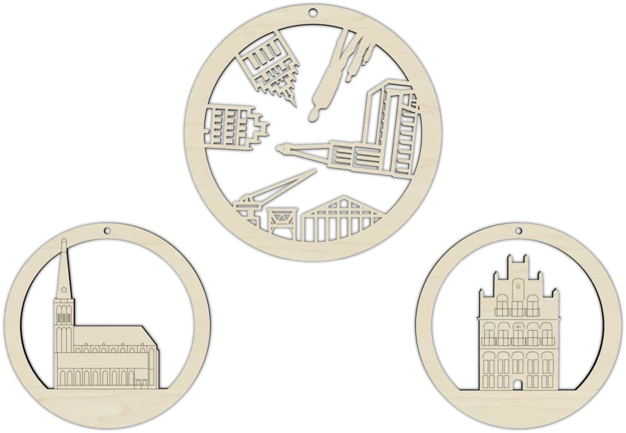 Populieren kerstballen van Doesburg, City Shapes wanddecoratie