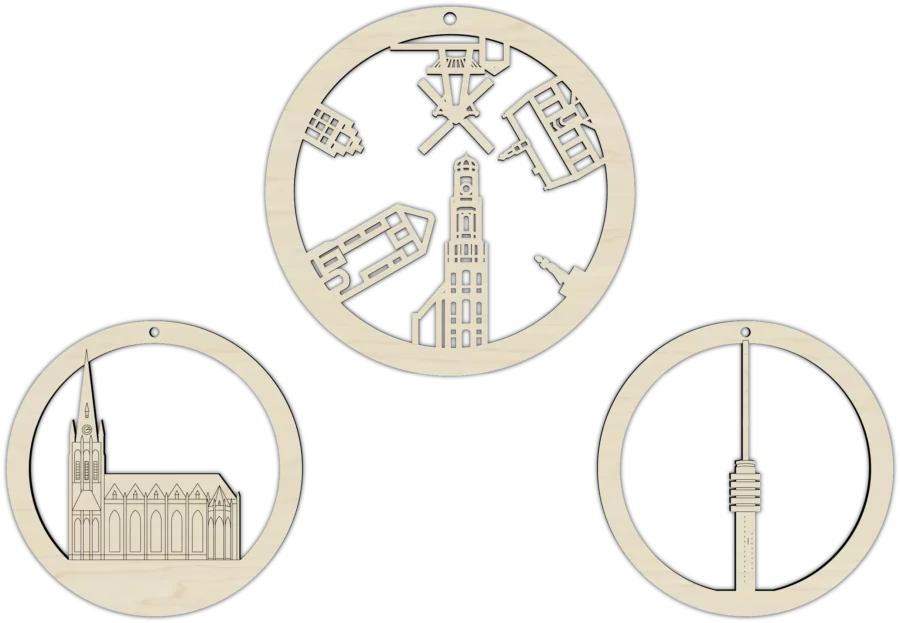 Populieren kerstballen van ijsselstein, City Shapes wanddecoratie