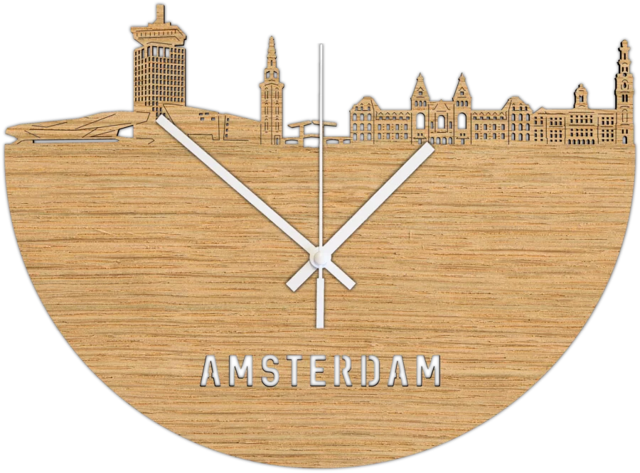 Eiken klok van Amsterdam, City Shapes wanddecoratie