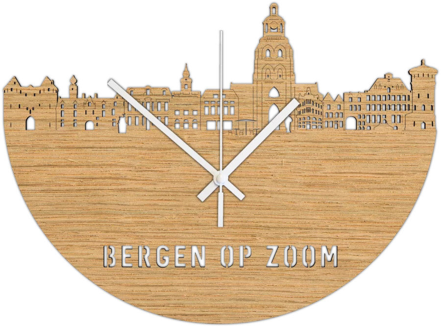 Eiken klok van Bergen op zoom, City Shapes wanddecoratie