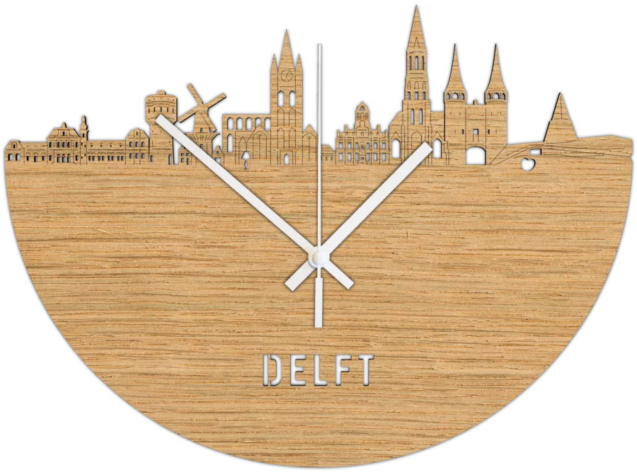 Eiken klok van Delft, City Shapes wanddecoratie