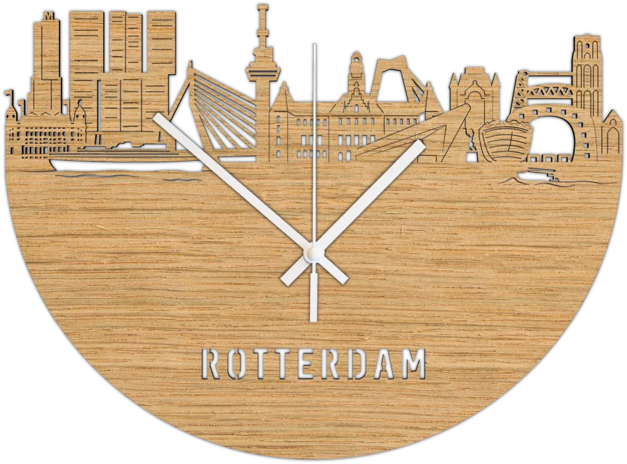 Eiken klok van Rotterdam, City Shapes wanddecoratie