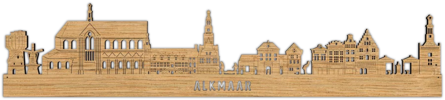 Eiken skyline van Alkmaar, City Shapes wanddecoratie