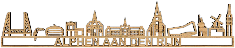 Eiken skyline van Alphen aan den Rijn, City Shapes wanddecoratie