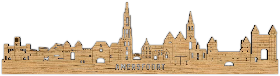 Eiken skyline van Amersfoort, City Shapes wanddecoratie