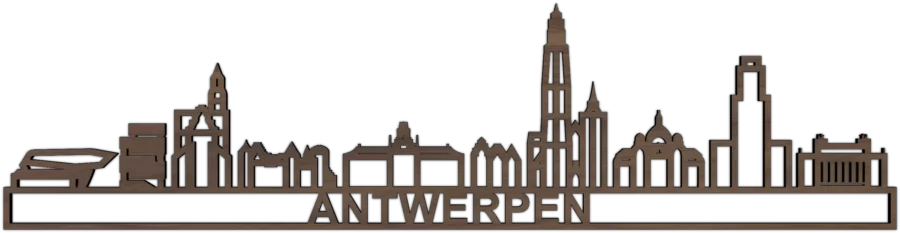 Noten skyline van Antwerpen, City Shapes wanddecoratie