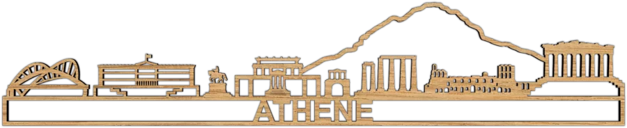 Eiken skyline van Athene, City Shapes wanddecoratie