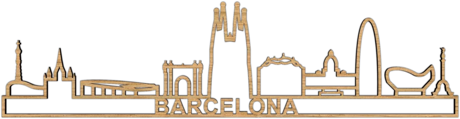 Eiken skyline van Barcelona, City Shapes wanddecoratie