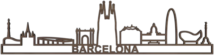 Noten skyline van Barcelona, City Shapes wanddecoratie