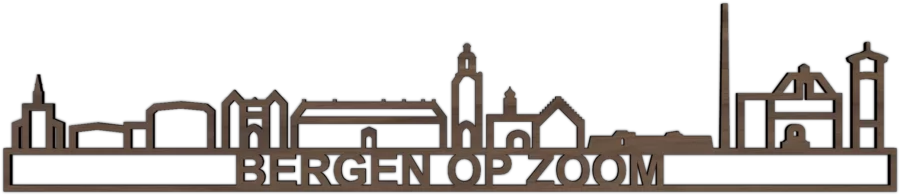 Noten skyline van Bergen op Zoom, City Shapes wanddecoratie