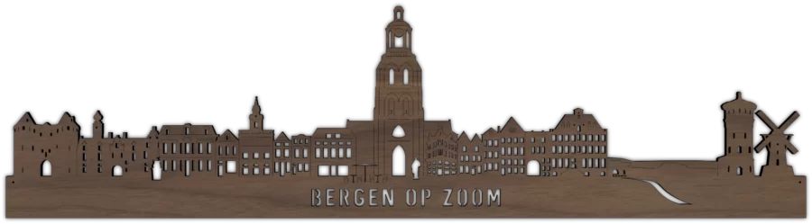 Noten skyline van Bergen op Zoom, City Shapes wanddecoratie