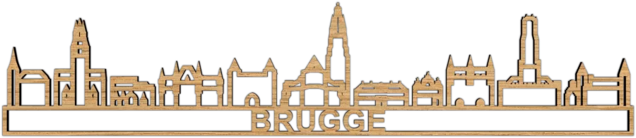 Eiken skyline van Brugge, City Shapes wanddecoratie