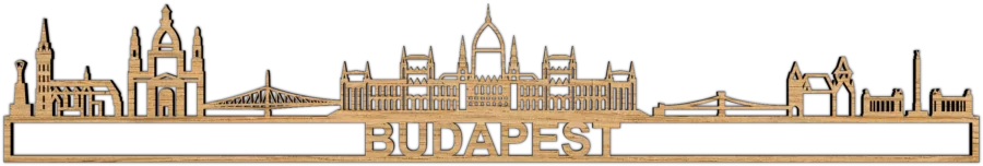 Eiken skyline van Budapest, City Shapes wanddecoratie