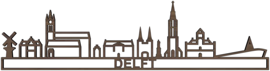 Noten skyline van Delft, City Shapes wanddecoratie