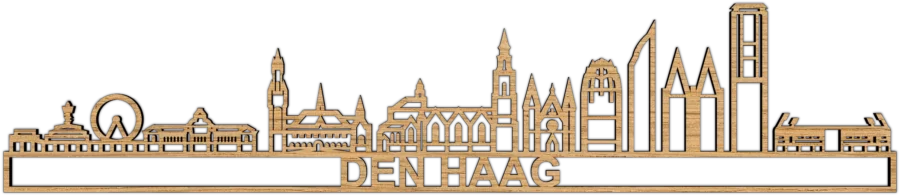 Eiken skyline van Den Haag, City Shapes wanddecoratie