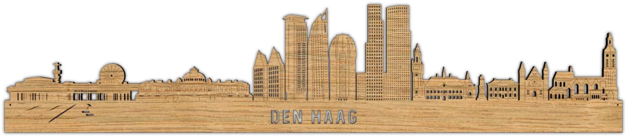 Eiken skyline van Den Haag, City Shapes wanddecoratie