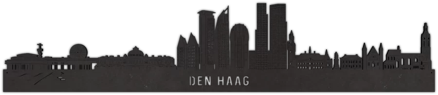 Zwart-MDF skyline van Den Haag, City Shapes wanddecoratie