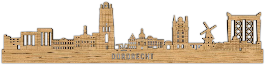 Eiken skyline van Dordrecht, City Shapes wanddecoratie