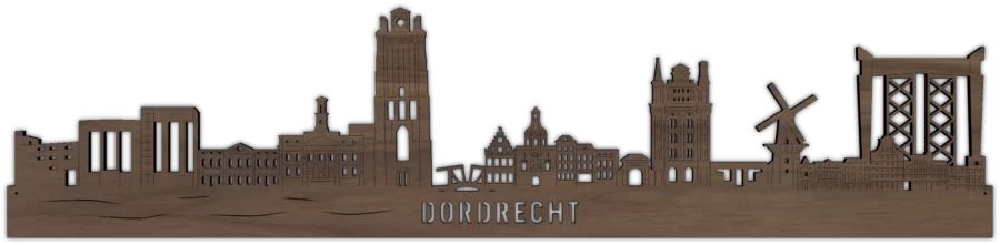 Noten skyline van Dordrecht, City Shapes wanddecoratie