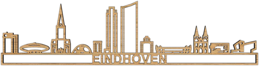 Eiken skyline van Eindhoven, City Shapes wanddecoratie