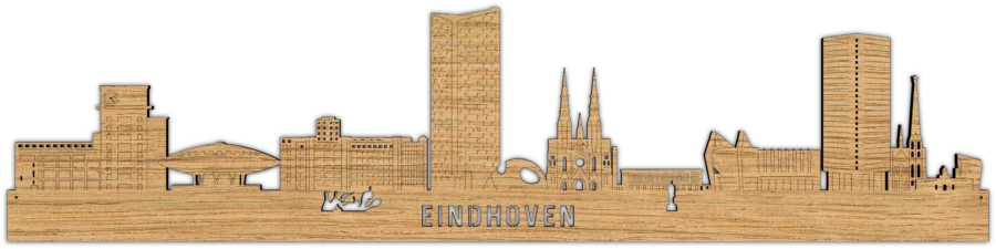 Eiken skyline van Eindhoven, City Shapes wanddecoratie