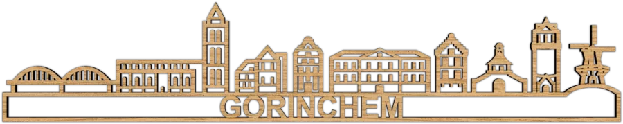 Eiken skyline van Gorinchem, City Shapes wanddecoratie