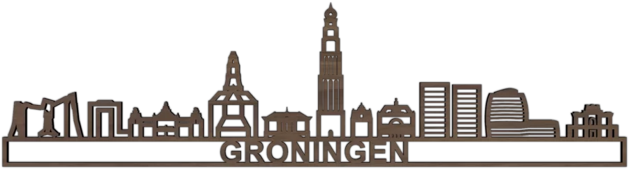 Noten skyline van Groningen, City Shapes wanddecoratie