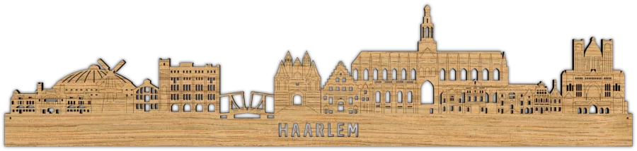 Eiken skyline van Haarlem, City Shapes wanddecoratie