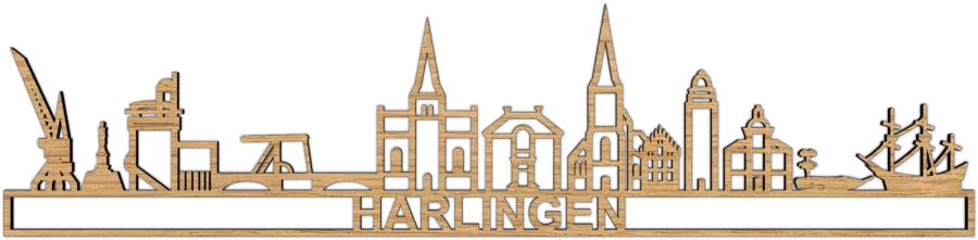 Eiken skyline van Harlingen, City Shapes wanddecoratie