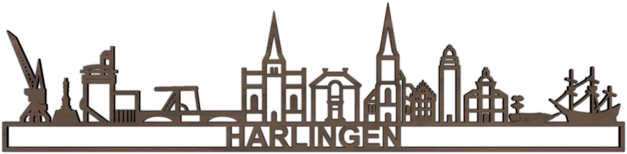 Noten skyline van Harlingen, City Shapes wanddecoratie