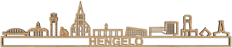 Eiken skyline van Hengelo, City Shapes wanddecoratie