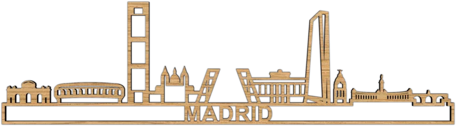 Eiken skyline van Madrid, City Shapes wanddecoratie