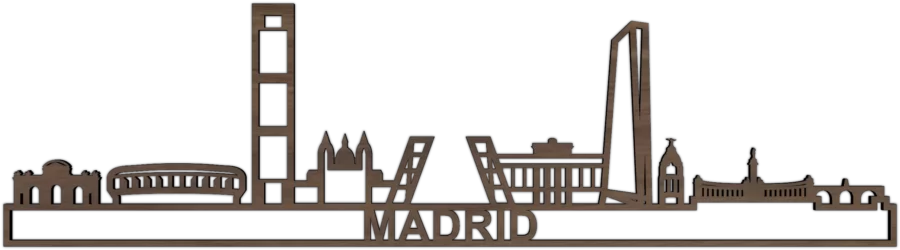 Noten skyline van Madrid, City Shapes wanddecoratie