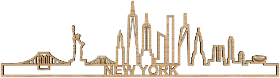 Eiken skyline van New York, City Shapes wanddecoratie