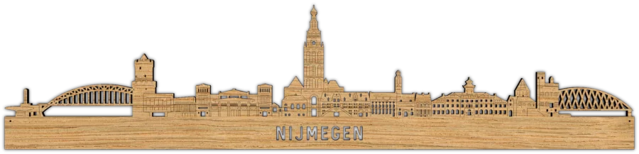 Eiken skyline van Nijmegen, City Shapes wanddecoratie