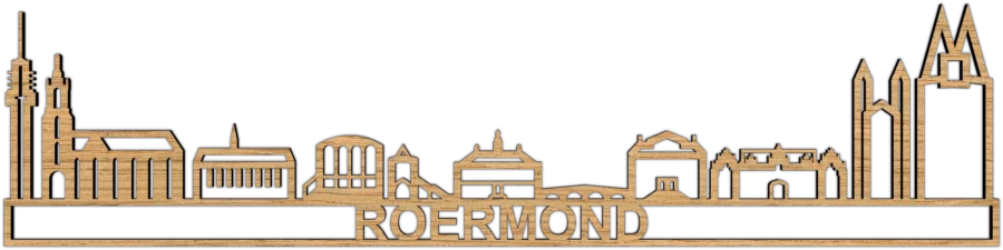 Eiken skyline van Roermond, City Shapes wanddecoratie