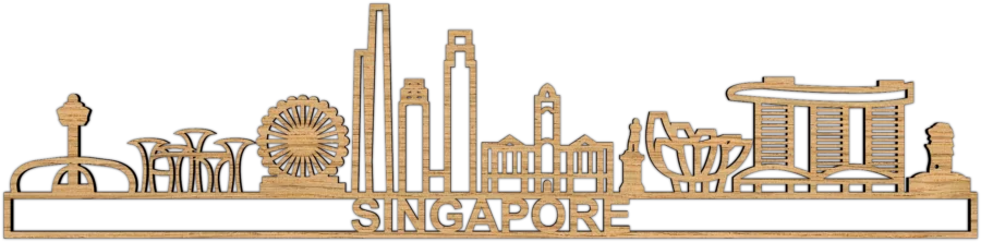 Eiken skyline van SIngapore, City Shapes wanddecoratie