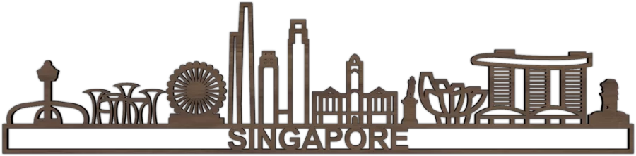 Noten skyline van SIngapore, City Shapes wanddecoratie