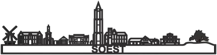 Zwart-MDF skyline van Soest, City Shapes wanddecoratie