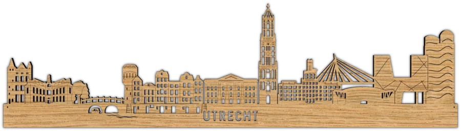 Eiken skyline van Utrecht, City Shapes wanddecoratie