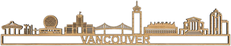 Eiken skyline van Vancouver, City Shapes wanddecoratie