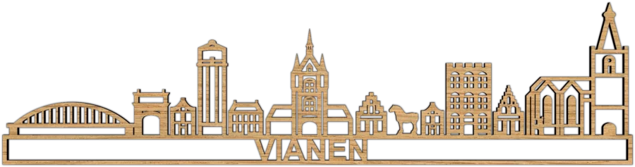 Eiken skyline van Vianen, City Shapes wanddecoratie