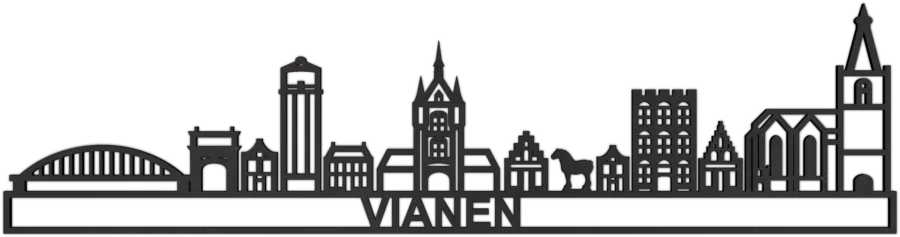 Zwart-MDF skyline van Vianen, City Shapes wanddecoratie