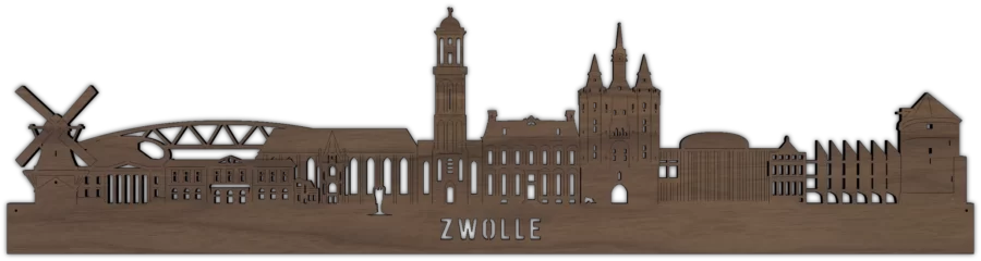 Noten skyline van Zwolle, City Shapes wanddecoratie