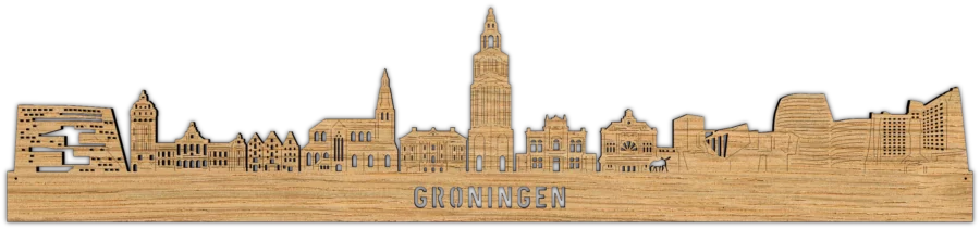 Eiken skyline van groningen, City Shapes wanddecoratie