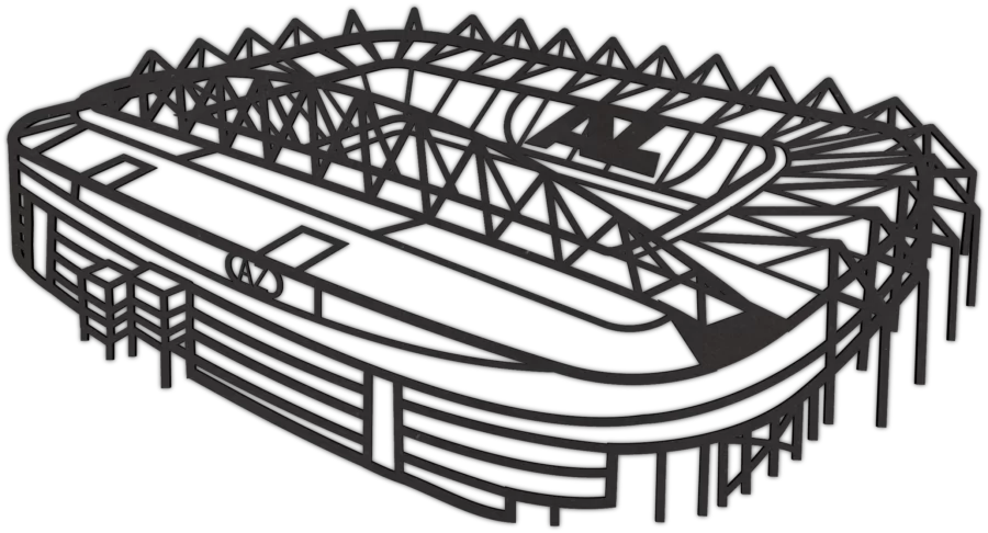 Zwart-MDF stadion van AFAS, City Shapes wanddecoratie