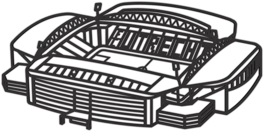 Zwart-MDF stadion van Galgenwaard, City Shapes wanddecoratie