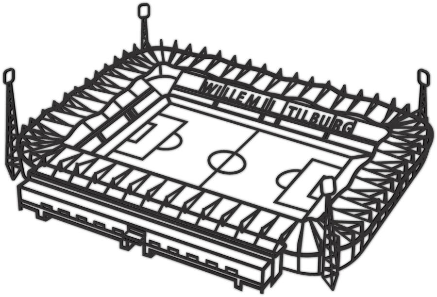 Zwart-MDF stadion van Willem 2, City Shapes wanddecoratie