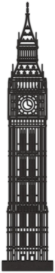 Zwart-MDF stadsicoon van Big Ben, City Shapes wanddecoratie