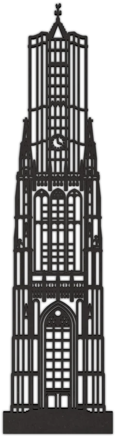 Zwart-MDF stadsicoon van Eusebiuskerk, City Shapes wanddecoratie